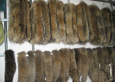 Chine Vrai équilibre de capot de fourrure de Brown pour le tissu, collier détachable 30 cm * 80 cm de fourrure de raton laveur vrai fournisseur