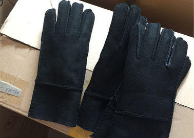 Chine Double gants rayés de dames par peau de mouton en cuir noire respirable pour l'usage de téléphone portable  fournisseur