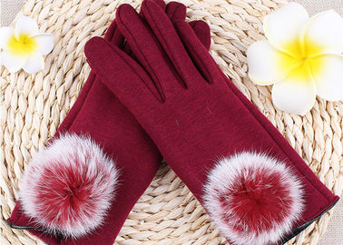 Chine L'écran tactile de fourrure de lapin de Rex le plus chaud de couleur rouge de gants d'ouatine de velours de gants de peau de mouton fournisseur