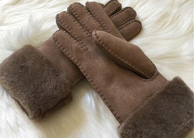 Chine Fourrure shearling bordée de visage de gants en cuir de suède de Bowie de double a rayé les gants en cuir fournisseur