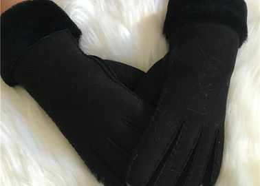 Chine Remettez gant en cuir à peau de mouton pure le vrai de Shearling d'hommes de gants rayés par fourrure cousus fournisseur
