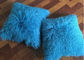 18x 18&quot; couleur à simple face de bleu de ciel de couverture de coussin de fourrure d'agneau d'oreiller tibétain de fourrure fournisseur