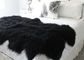 Vraie couverture lavable molle noire de peau de mouton chaude avec fourrure épaisse de longs cheveux la pleine fournisseur