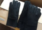 Double gants rayés de dames par peau de mouton en cuir noire respirable pour l'usage de téléphone portable  fournisseur