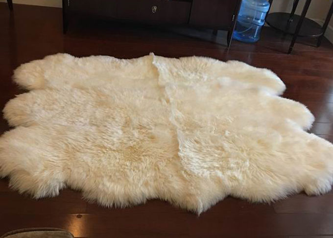 Peau blanche ene ivoire de la couverture 6 de salon de fourrure, couvertures de peau de mouton de chambre à coucher de 5,5 x 6 pi 