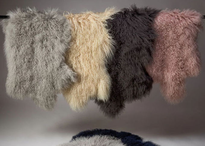 Couverture mongole de peau de mouton de longs poils pourpres protégeant du vent pour faire le vêtement d'hiver