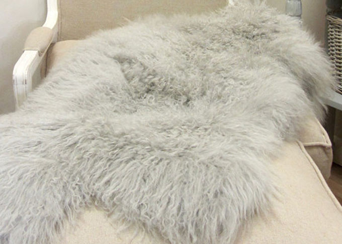 Longue fourrure bouclée de peau de mouton de peau de mouton de couverture de maison de jet décoratif mongol de mode