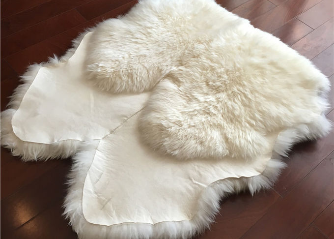 Quadruple blanc naturel de tapis de peau de mouton du Nouvelle-Zélande de laine de vraie couverture de peau de mouton long