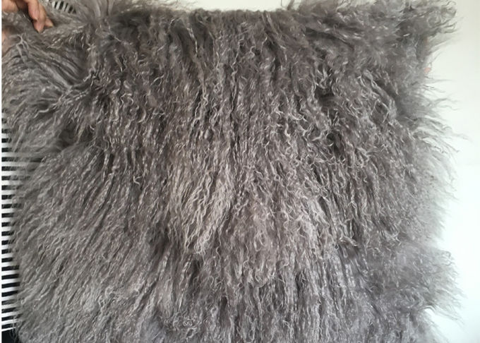 Oreiller mongol bleu 18' de fourrure de Teal vrai coussin tibétain de lit de fourrure d'agneau de cheveux bouclés