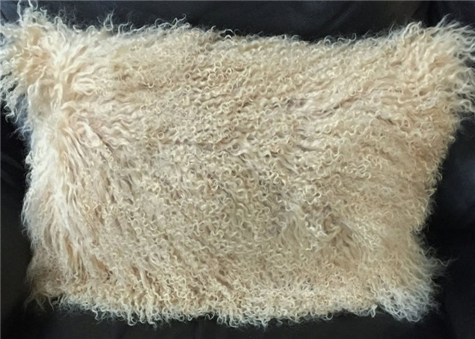 L'oreiller tibétain de sofa de peau de mouton couvre de longs cheveux bouclés de 10-15cm pour le lit/sofa/chaise