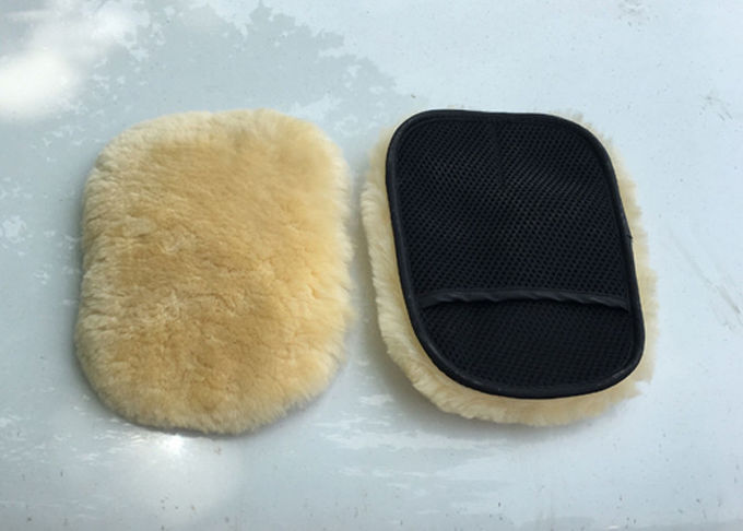 Gant latéral de lavage de laine de voiture de peau de Merino du gant un de station de lavage de peau de mouton avec la poche