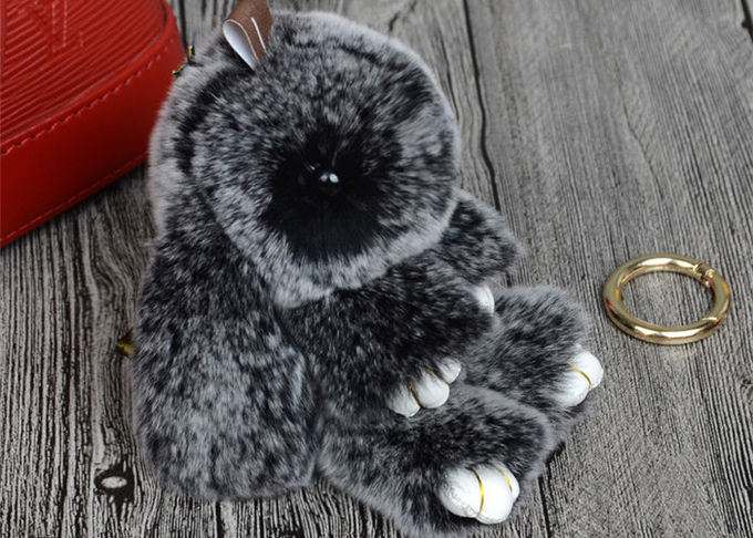 Le charme 13cm pelucheux fait main de sac de lapin, sac à main de lapin de peluche charme des porte-clés 