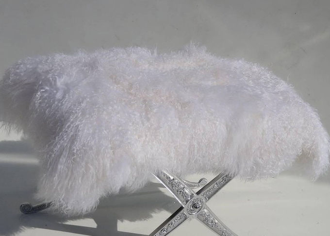 Vraie couverture mongole de plat de fourrure de longs cheveux de luxe faits sur commande pour le fauteuil