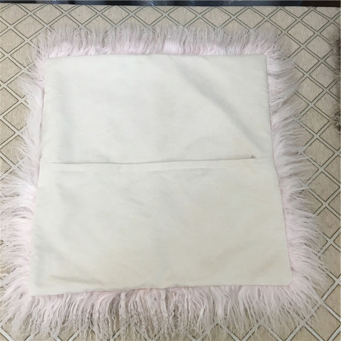 Couverture brouillée blanche carrée d'oreiller de 20 pouces, oreiller mongol mol de Lumbar de fourrure 
