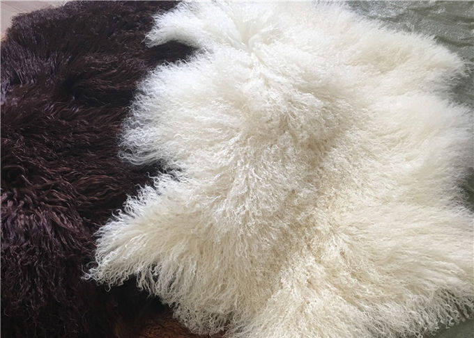 Couverture bouclée de plat de laine de peau de mouton de la peau 100% de longue de cheveux du Thibet fourrure mongole d'agneau
