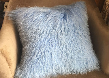 Chine Oreiller de luxe mongol de divan de fourrure de moutons de bleu de ciel d'oreiller de fourrure long dans l'hôtel fournisseur