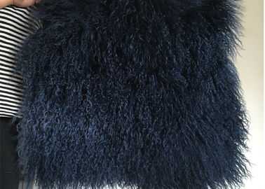 Chine Housses de siège mongoles de chaise de voiture de couverture d'agneau de bleu marine vraies avec de longs cheveux bouclés fournisseur