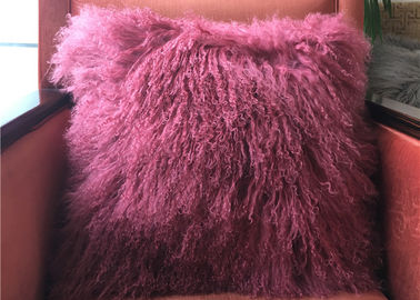 Chine Couverture mongole pourpre d'oreiller de fourrure de vrais d'agneau cheveux tibétains de coussin longs fournisseur