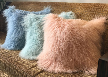 Chine 18 pouces d'oreillers décoratifs de fourrure longue de moutons, carreaux extérieurs de fourrure mongole  fournisseur