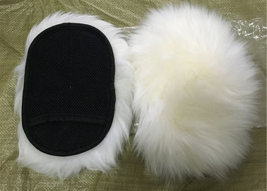 Chine Côté simple de laine de peau de mouton de gant blanc naturel de station de lavage avec le dos de maille fournisseur