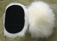 Côté simple de laine de peau de mouton de gant blanc naturel de station de lavage avec le dos de maille