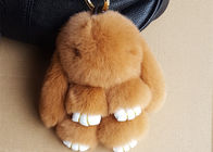 Fourrure gentille Keychain, chaîne principale de lapin de Brown de poupée de fourrure de lapin pour des charmes de sac de femmes
