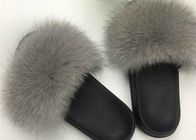 Glissement de Fox de dames anti de pantoufles luxueuses véritables de fourrure confortable pour l'hiver d'automne
