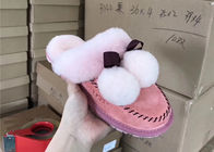 Pantoufles uniques molles rose-clair de laine de moutons pour la chambre à coucher, pantoufles de la Chambre des femmes