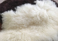 Fourrure blanche mongole Materiral de longue de cheveux laine bouclée naturelle de moutons pour le jet de lit