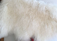 Couverture 100% bouclée blanche de fourrure de longue de cheveux de peau de mouton crème mongole naturelle d'agneau