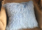Oreiller de luxe mongol de divan de fourrure de moutons de bleu de ciel d'oreiller de fourrure long dans l'hôtel fournisseur