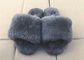 Les pantoufles grises de laine de moutons de laine épaisse ouvrent la fourrure chaude d'orteil pour l'hiver d'intérieur fournisseur