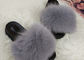 Pantoufles velues de Chambre de fourrure véritable gris-clair molles pour d'intérieur/Ourdoor fournisseur