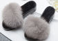 Pantoufles velues de Chambre de fourrure véritable gris-clair molles pour d'intérieur/Ourdoor fournisseur