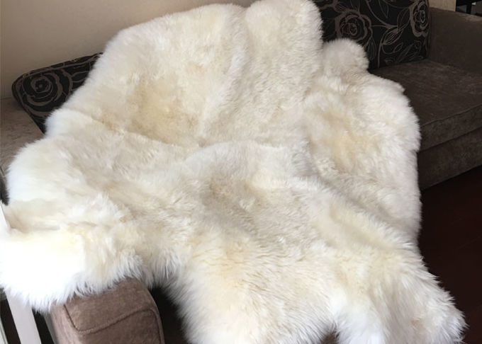 Laine australienne blanche de Merino de couverture de peau de mouton de longs cheveux pour des jets de salon