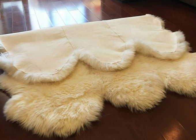 Peaux molles du blanc six de la fourrure 6P de vrai de peau de mouton de couverture d'extra large de peau de mouton tapis de région