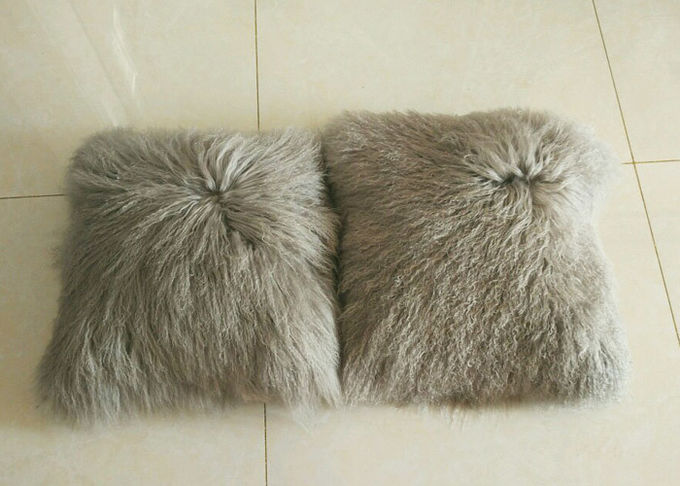 oreiller mongol de fourrure de cheveux bouclés de 10-15cm doucement chaud avec le support de tissu de suède