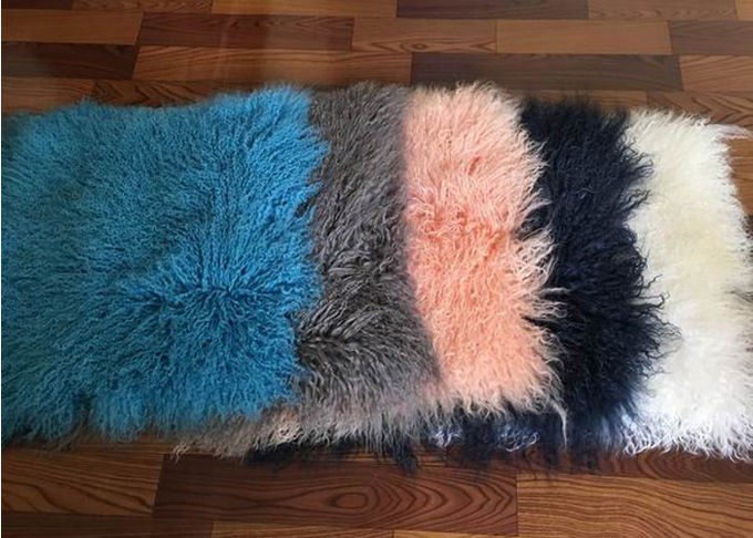 L'oreiller mongol de fourrure de salon coloré chauffent doucement 40 * 40cm pour le dos de voiture