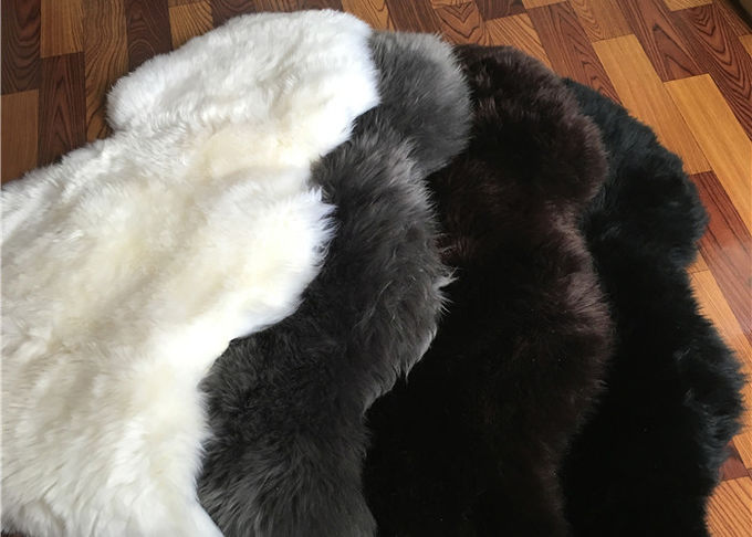 Longue peau de mouton de noir de laine de vraie de peau de mouton de couverture peau simple de l'Australie