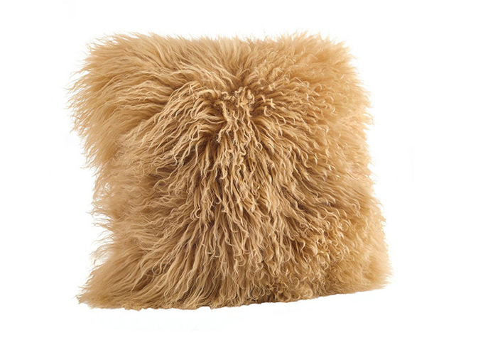 L'oreiller tibétain de sofa de peau de mouton couvre de longs cheveux bouclés de 10-15cm pour le lit/sofa/chaise