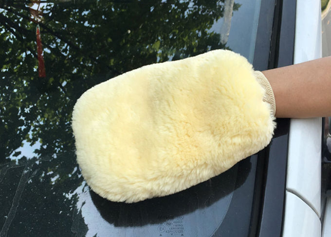 Mitaine véritable de lavage de laine de côté de double de gant de station de lavage de peau de mouton pour détailler de voiture