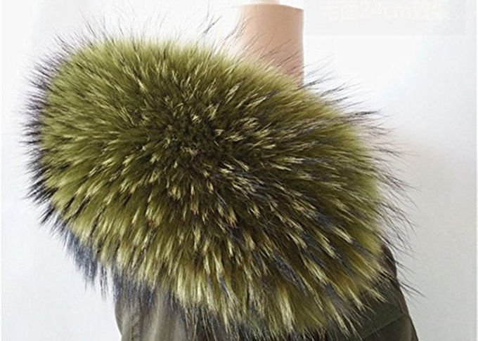 Collier détachable de fourrure de collier de fourrure de raton laveur grand long vrai pour le vert de l'hiver 80 cm