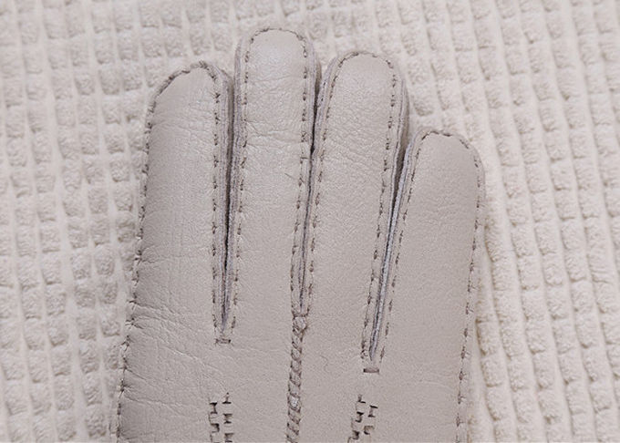Les gants rayés par Shearling des femmes imperméables, gants gris de peau de mouton de dames 